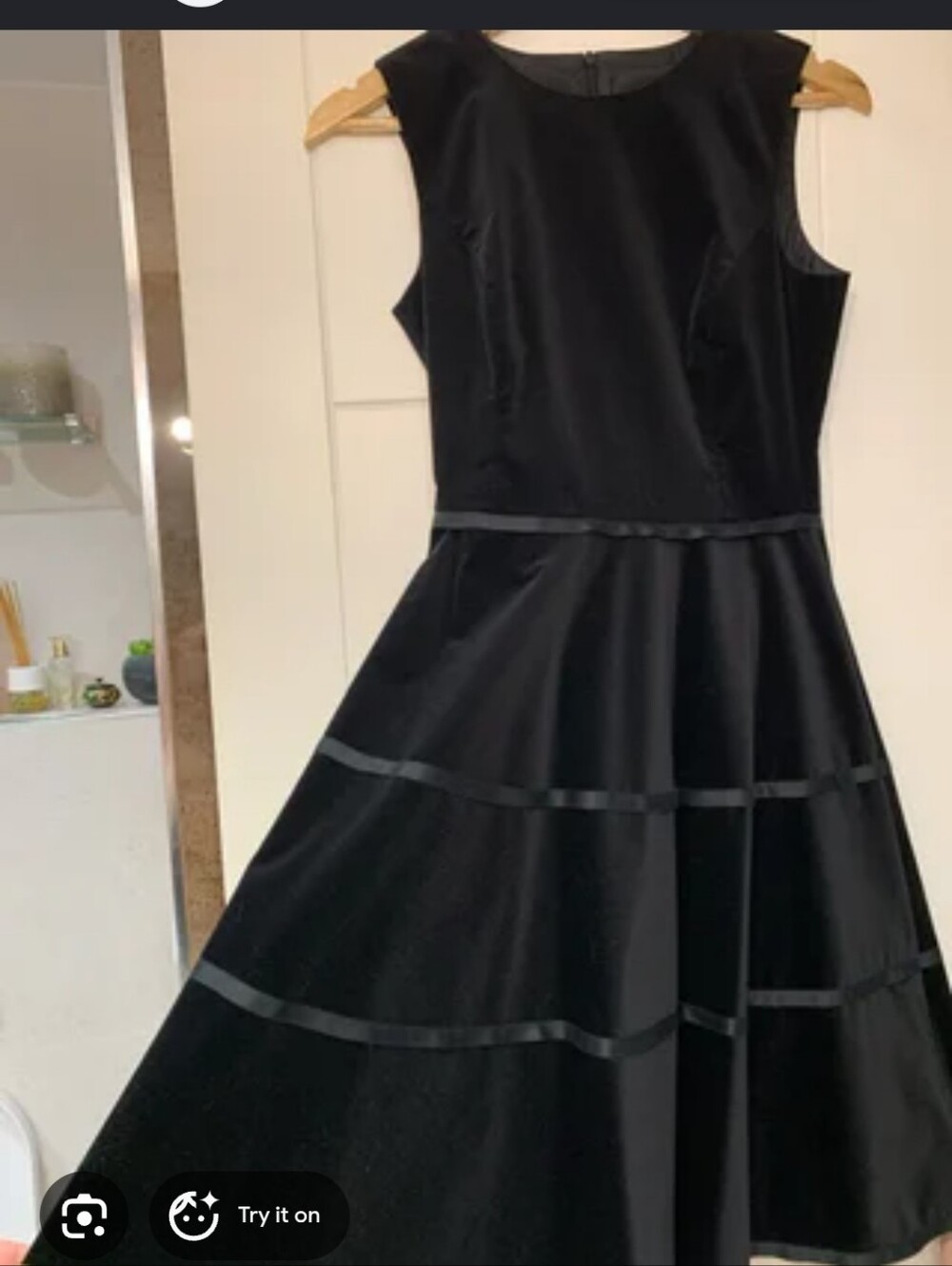 Strenesse Black Velvet Fit-and-Flare Dress